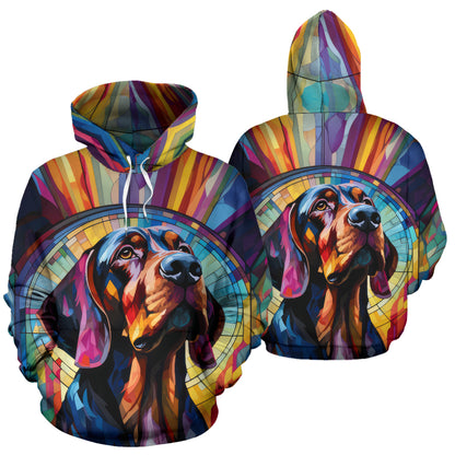 Bloodhound Stained Glass Design All Over Print Hoodies
