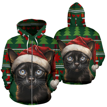 Cat All Over Print Zip-Up Hoodies - 2023 Christmas / Holiday Collection