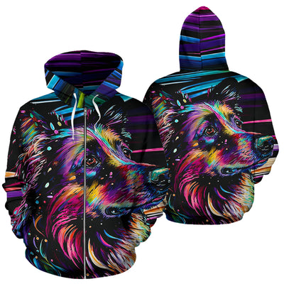 Australian Terrier Design All Over Print Colorful Background Zip-Up Hoodies - Inspired Collection
