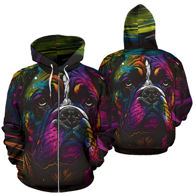 Boxer Design All Over Print Colorful Background Zip-Up Hoodies - Inspired Collection