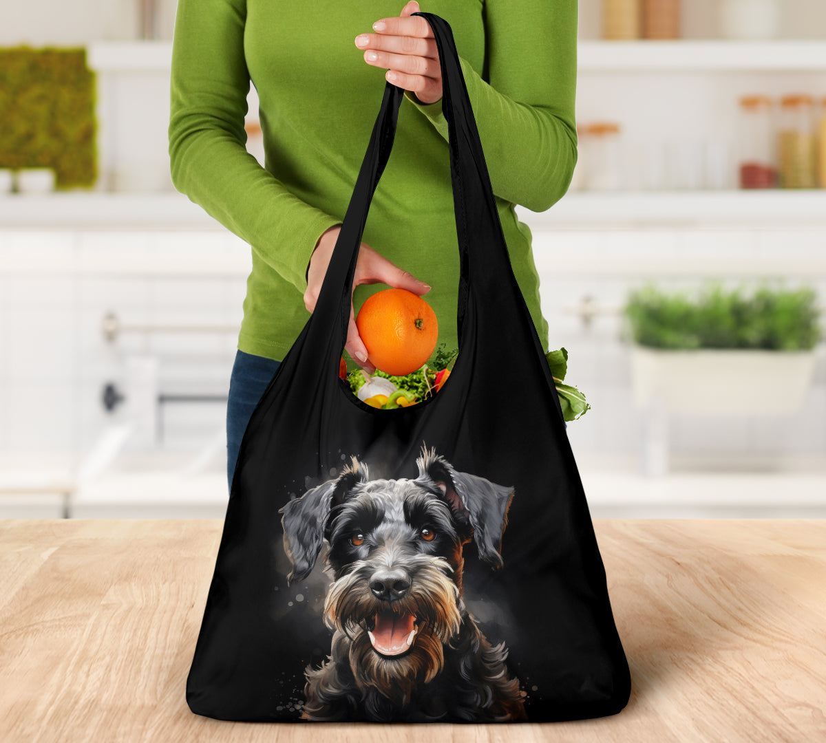Schnauzer Watercolor Design 3 Pack Grocery Bags