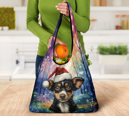 Rat Terrier Design 3 Pack Grocery Bags - 2023 Holiday - Christmas Print
