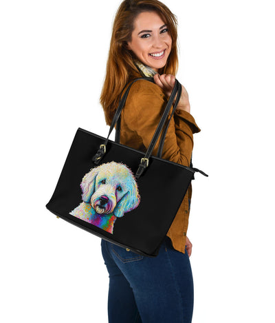 Poodle Design Large Leather Tote Bag - Inspired Collection