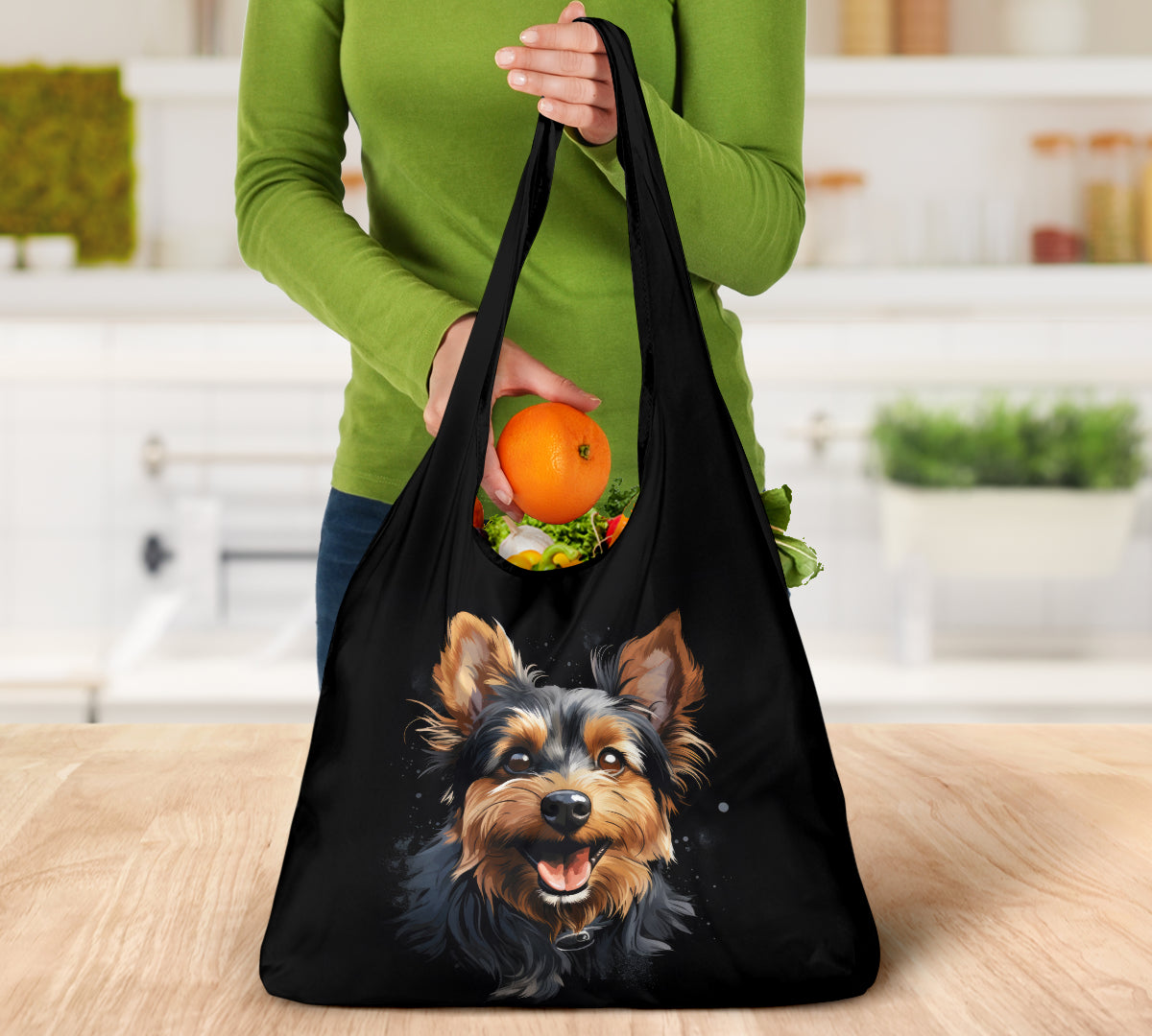 Yorkshire Terrier (Yorkie) Watercolor Design 3 Pack Grocery Bags