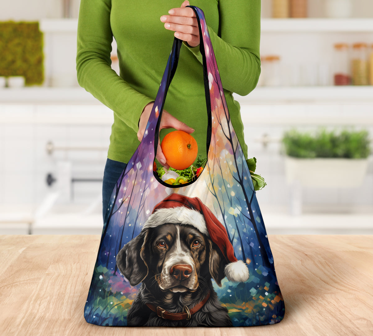 English Pointer Design 3 Pack Grocery Bags - 2023 Holiday - Christmas Print