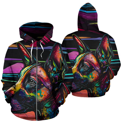 Belgian Malinois Design All Over Print Colorful Background Zip-Up Hoodies - Inspired Collection