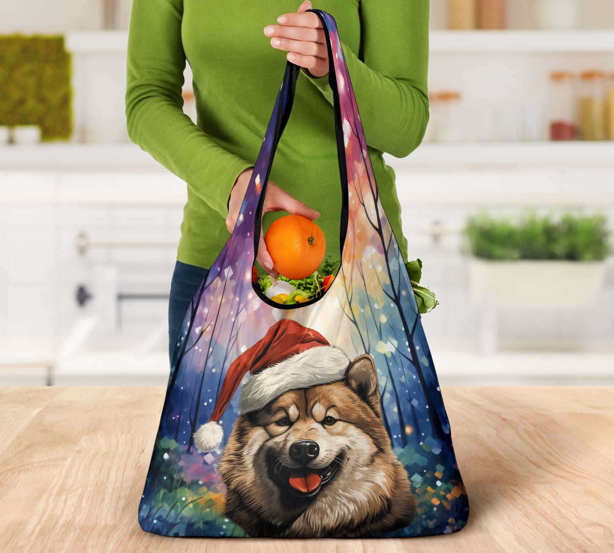 Akita Design 3 Pack Grocery Bags - 2023 Holiday - Christmas Print