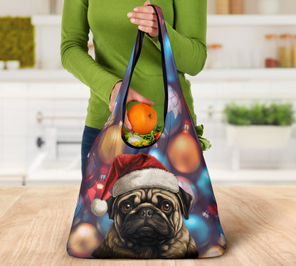 Pug Design 3 Pack Grocery Bags - 2023 Christmas / Holiday Collection