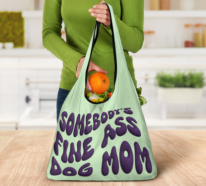 Somebody's Fine Ass Dog Dad Puffy Inflated Design 3 Pack Grocery Bags - Mom and Dad Collection