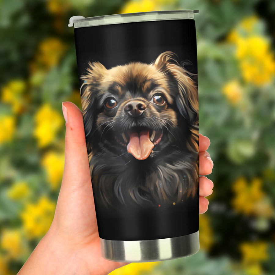 Pekingese Watercolor Paint Design Double Walled Vacuum Insulated Tumblers