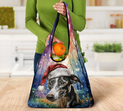 Whippet Design 3 Pack Grocery Bags - 2023 Holiday - Christmas Print