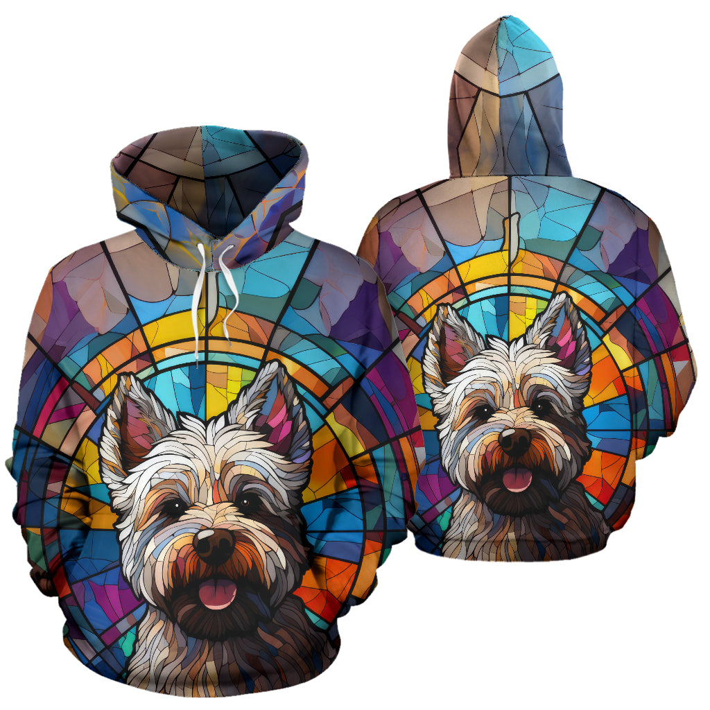 Westie Stained Glass Design All Over Print Hoodies