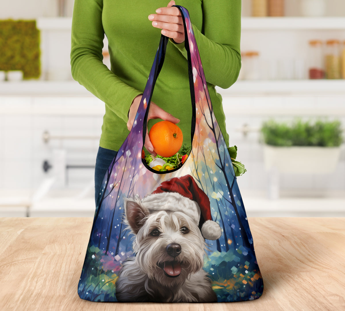 Westie Design 3 Pack Grocery Bags - 2023 Holiday - Christmas Print