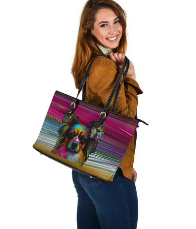 Papillon Design Large Leather Tote Bag - Inspired Collection