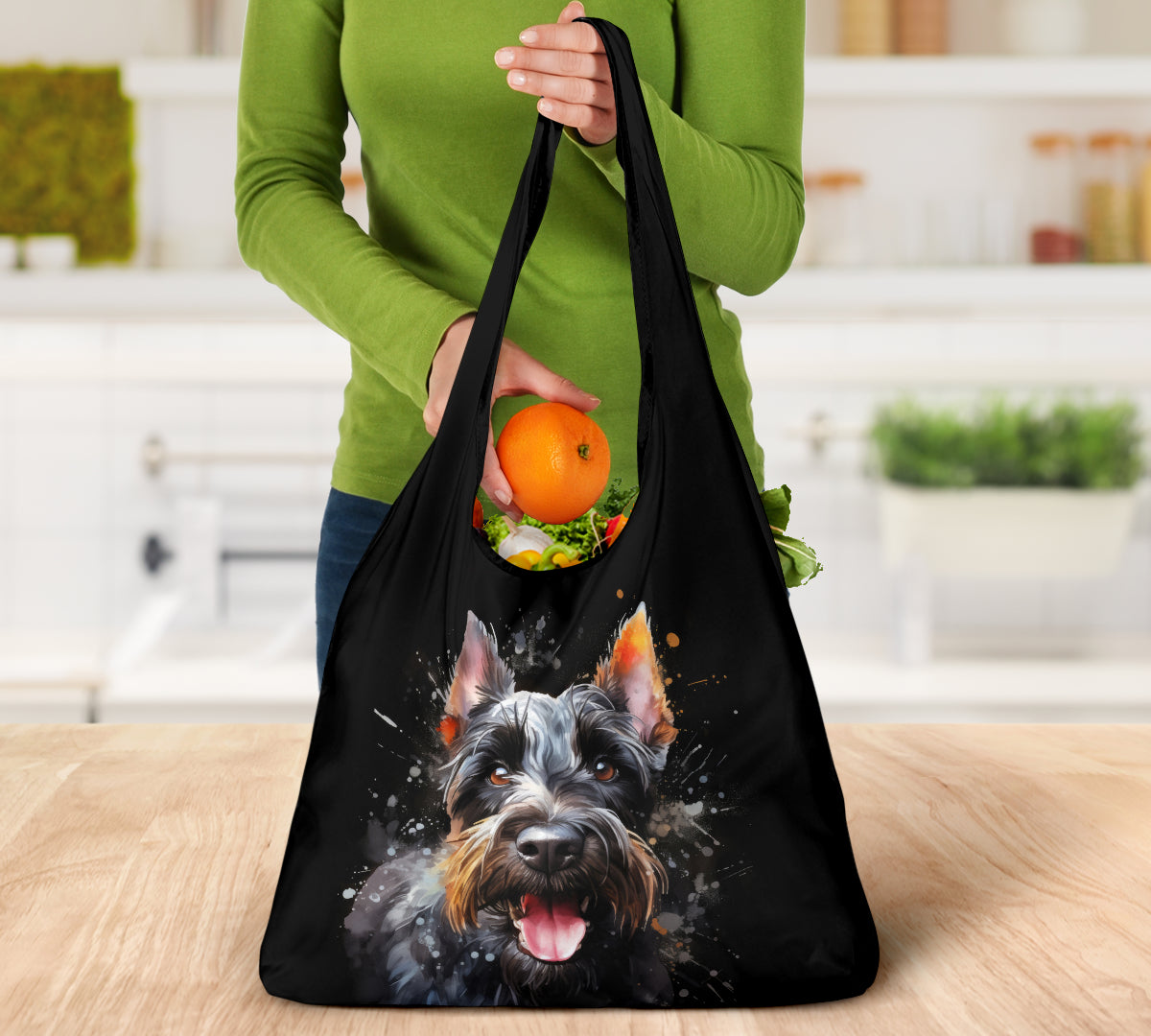 Scottish Terrier Watercolor Design 3 Pack Grocery Bags