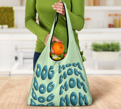 Dog Mom Puffy Inflated Design 3 Pack Grocery Bags - Mom and Dad Collection