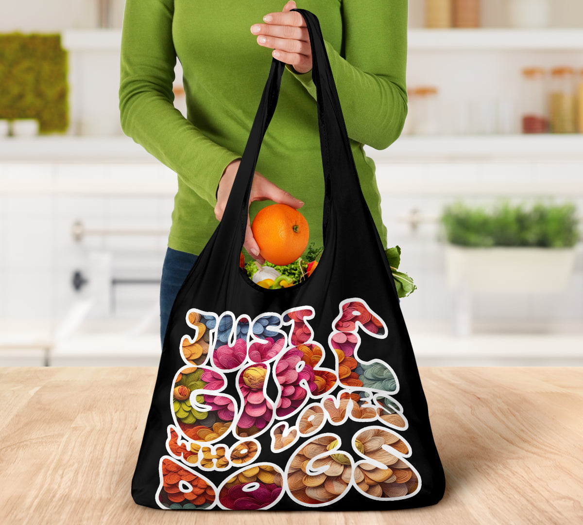 Just A Girl Who Loves Dogs Floral Design 3 Pack Grocery Bags - Mom and Dad Collection