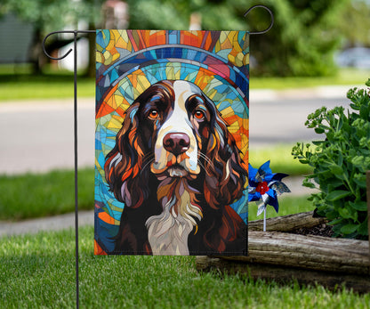 Springer Spaniel Stained Glass Design Garden and House Flags