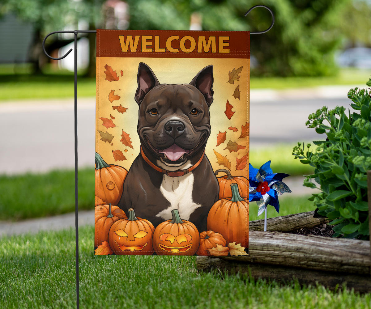 Staffordshire Bull Terrier (Staffie) Design Garden and House Flags - 2023 Fall Collection