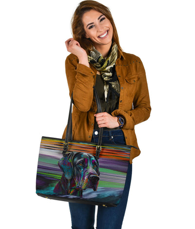Weimaraner Design Large Leather Tote Bag - Inspired Collection