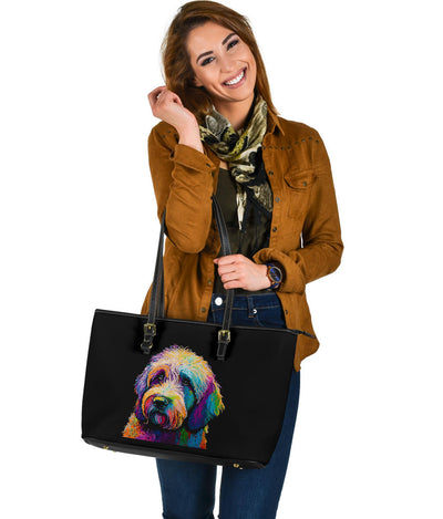 Labradoodle Design Large Leather Tote Bag - Inspired Collection