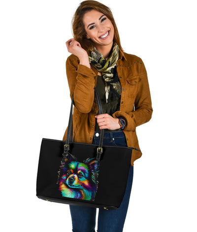 Pomeranian Design Large Leather Tote Bag - Inspired Collection