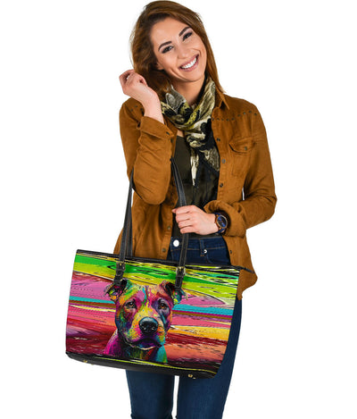 Pit Bull Design Large Leather Tote Bag - Inspired Collection