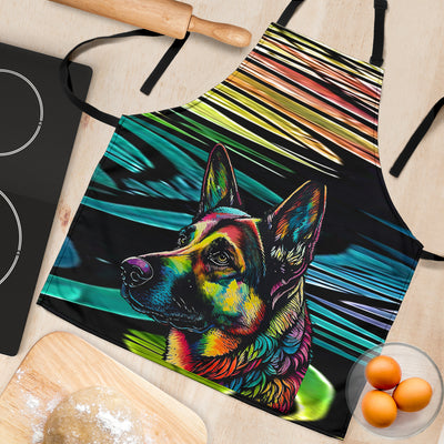 German Shepherd Design Colorful Background Aprons - Inspired Collection