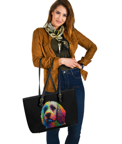 Cockapoo Design Large Leather Tote Bag - Inspired Collection