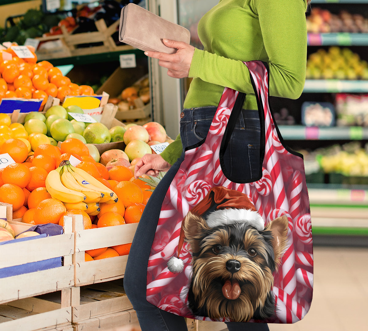Yorkshire Terrier (Yorkie) Design 3 Pack Grocery Bags - 2023 Christmas / Holiday Collection