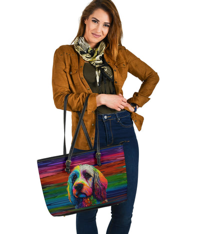 Cockapoo Design Large Leather Tote Bag - Inspired Collection