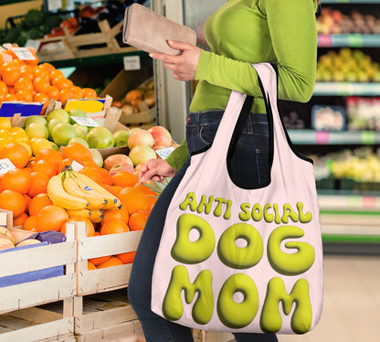Anti Social Dog Mom Puffy Inflated Design 3 Pack Grocery Bags - Mom and Dad Collection