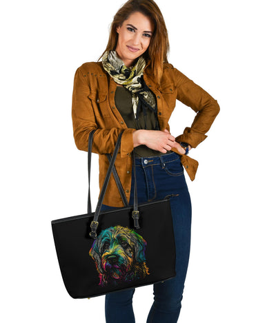 Goldendoodle Design Large Leather Tote Bag - Inspired Collection