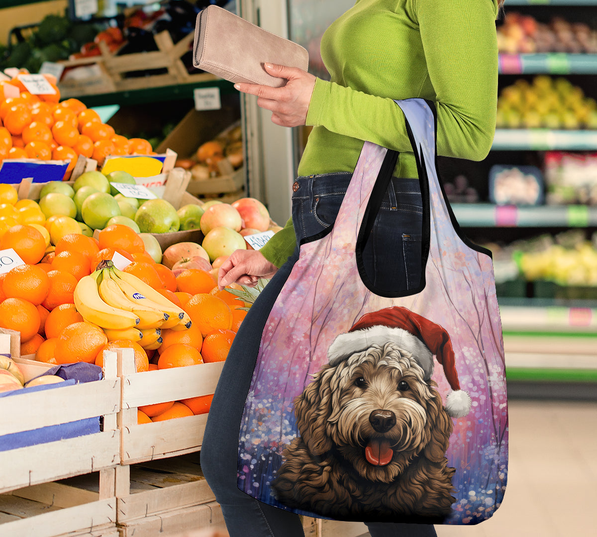 Goldendoodle Design 3 Pack Grocery Bags - 2023 Holiday - Christmas Print