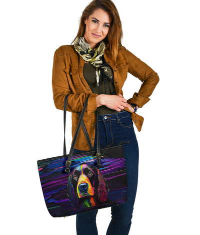 Cocker Spaniel Design Large Leather Tote Bag - Inspired Collection