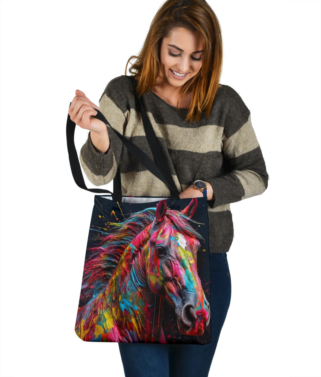 Colorful Horse Painting Design Tote Bags - Imagination Collection