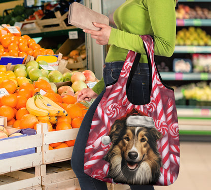Rough Collie Design 3 Pack Grocery Bags - 2023 Christmas / Holiday Collection