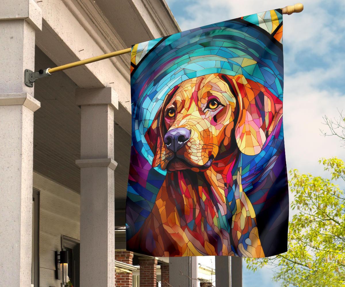 Vizsla Stained Glass Design Garden and House Flags