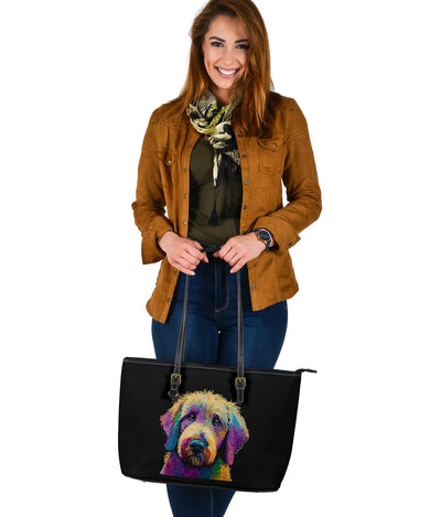Goldendoodle Design Large Leather Tote Bag - Inspired Collection