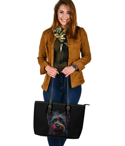 Yorkiepoo Design Large Leather Tote Bag - Inspired Collection