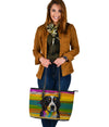 Bernese Mountain Dog Design Large Leather Tote Bag - Inspired Collection