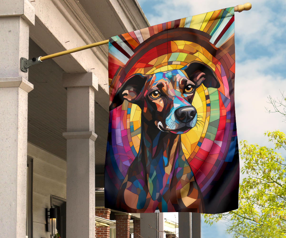 Whippet Stained Glass Design Garden and House Flags