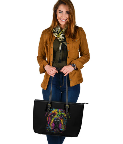 Shar Pei Design Large Leather Tote Bag - Inspired Collection