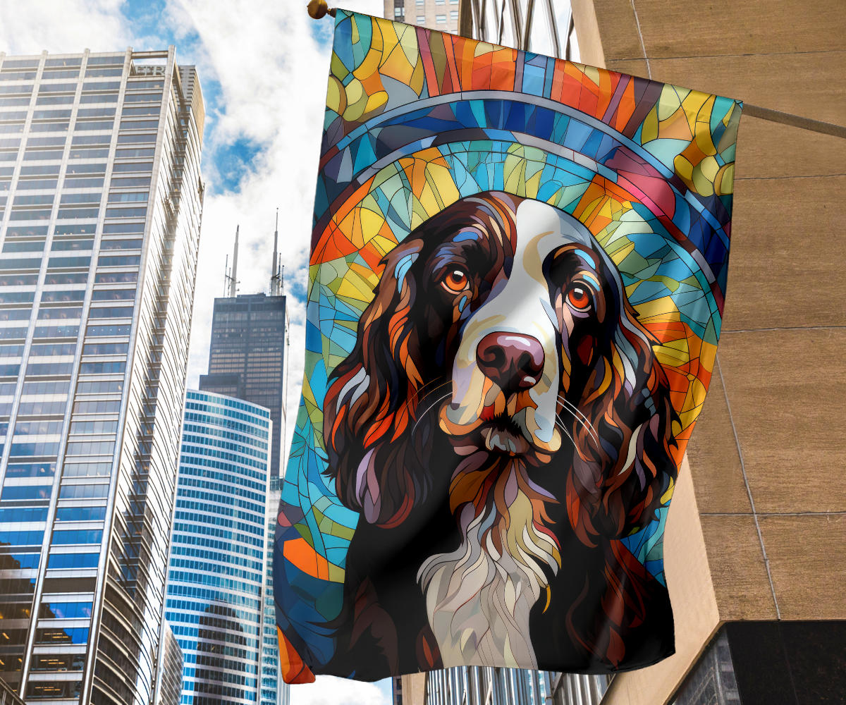 Springer Spaniel Stained Glass Design Garden and House Flags