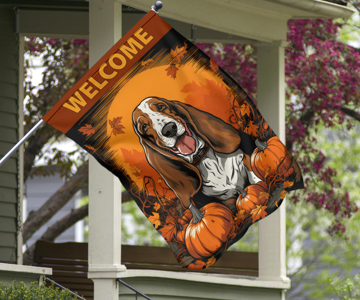 Basset Hound Design Garden and House Flags - 2023 Fall Collection