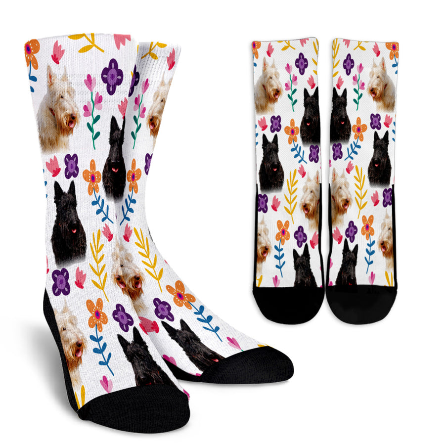 Wheaton Terrier Floral Design Crew Socks - JillnJacks Exclusive