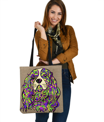 Cavalier King Charles Spaniel Design Tote Bags - Art By Cindy Sang - JillnJacks Exclusive