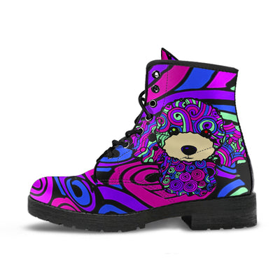 Poodle Design Handcrafted Leather Boots - Art by Cindy Sang - JillnJacks Exclusive