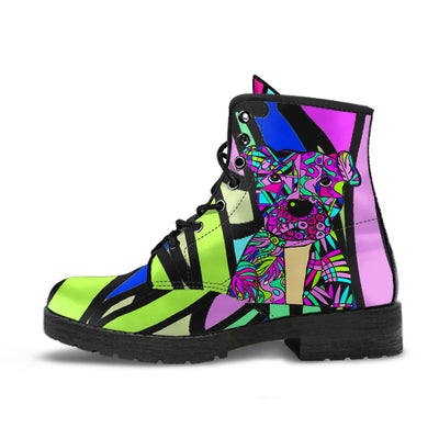Pit Bull Design Handcrafted Leather Boots - Art by Cindy Sang - JillnJacks Exclusive