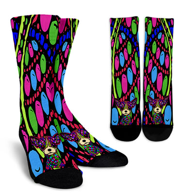 Chihuahua Design Crew Socks - Art By Cindy Sang - JillnJacks Exclusive
